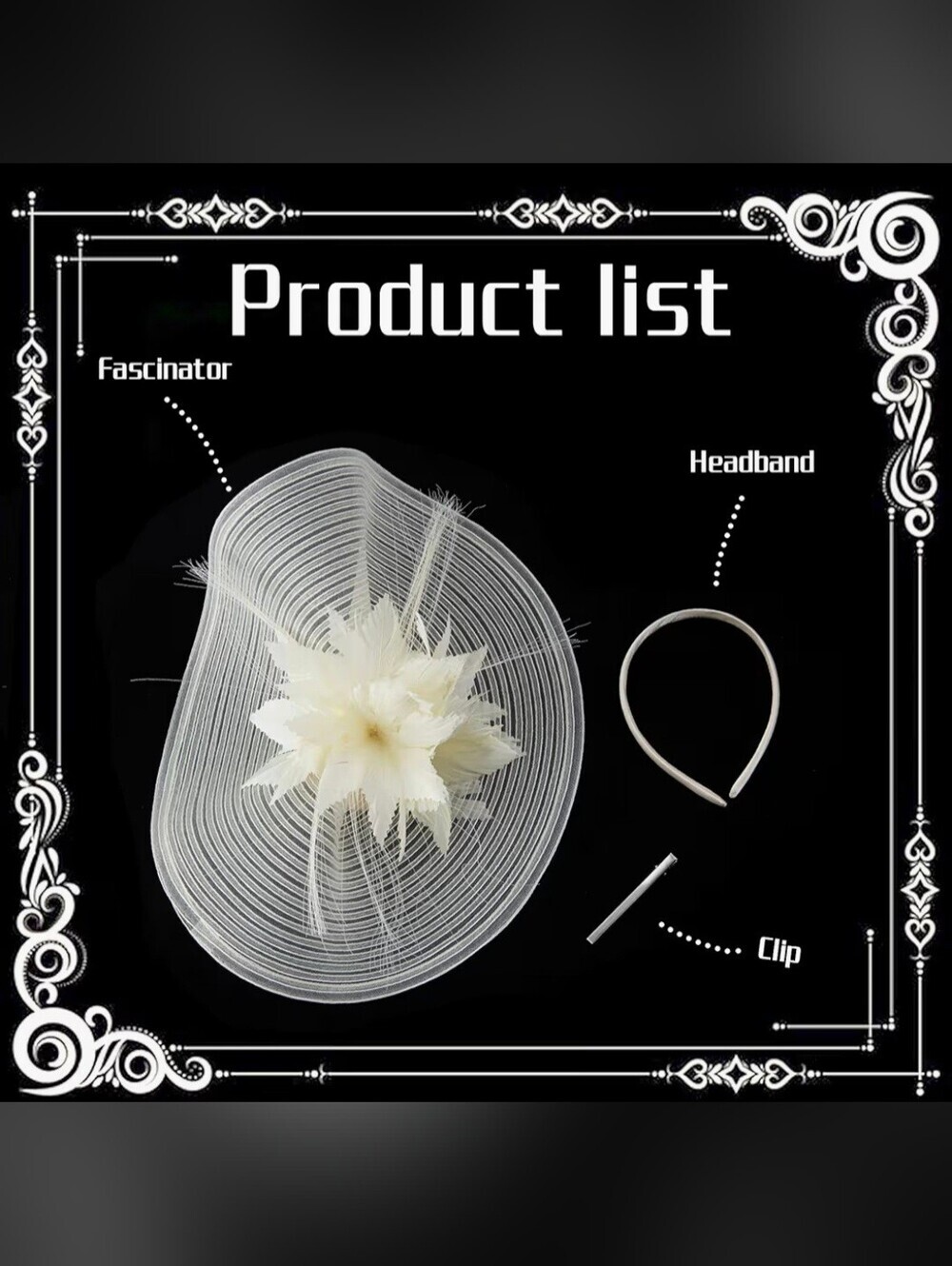 Ivory Wide-Brim Floral Fascinator Hat #1283 - Picture 7 of 8